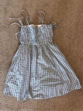 Blue Plaid Smocked-Top Abercrombie Dress